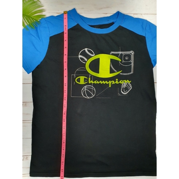 Boy's Champion, Sports Short Sleeve T-Shirt, Size 14/16, Black Blue & Green - Picture 3 of 10